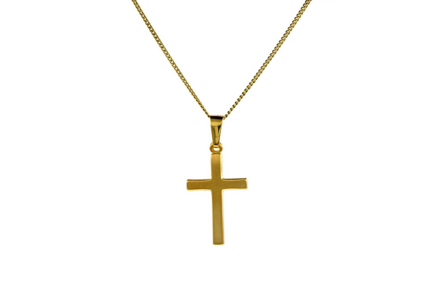 HOPLO Kreuzanhänger Anhänger Kreuz 585 Gold mit massiver Goldkette 1,1 mm, Made in Germany von HOPLO