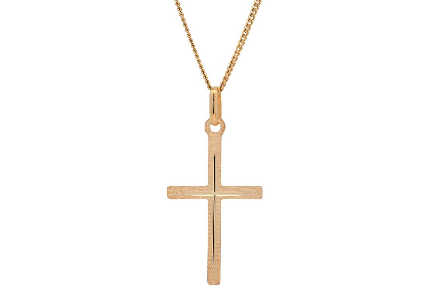 HOPLO Kreuzanhänger Anhänger Kreuz echt 333-8 Karat Gold mit vergoldeter Silberkette 36 cm, Made in Germany HOPLO Kreuzanhänger Anhänger Kreuz echt 333-8 Karat Gold mit vergoldeter Silberkette 36 cm, Made in Germany von HOPLO