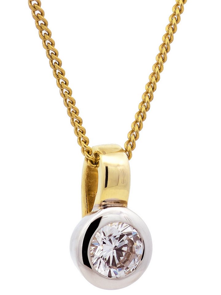 HOPLO Kreuzanhänger Anhänger Zirkonia 333 Gold mit vergoldeter Silberkette 36 cm, Made in Germany HOPLO Kreuzanhänger Anhänger Zirkonia 333 Gold mit vergoldeter Silberkette 36 cm, Made in Germany von HOPLO