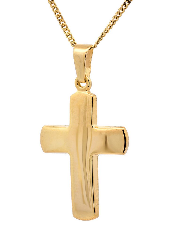HOPLO Kreuzanhänger Gold Anhänger Kreuz mit Goldkette massiv 333 - 8 Karat Gold 36 cm, Made in Germany von HOPLO