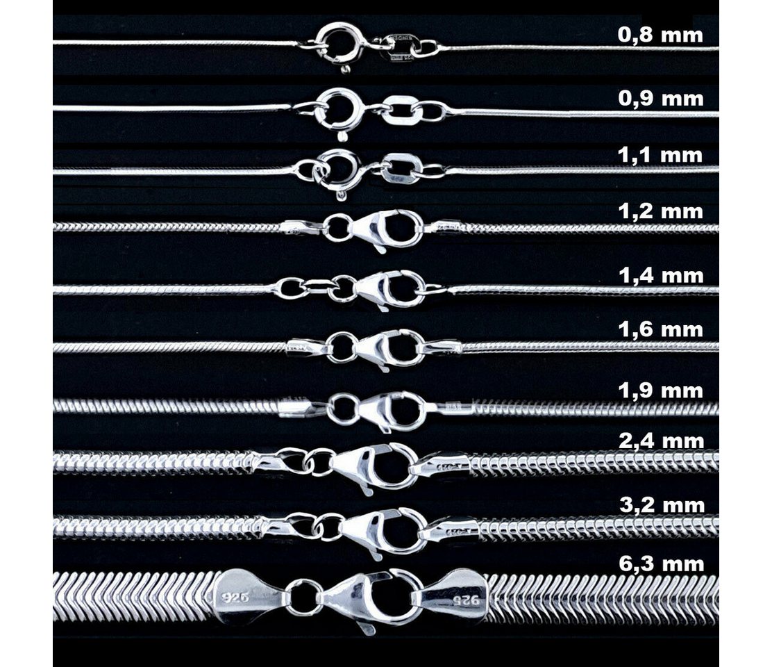 HOPLO Schlangenkette Silberkette Schlangenkette Länge 42cm - Breite 1,6mm - 925 Silber, Made in Germany HOPLO Schlangenkette Silberkette Schlangenkette Länge 42cm - Breite 1,6mm - 925 Silber, Made in Germany von HOPLO