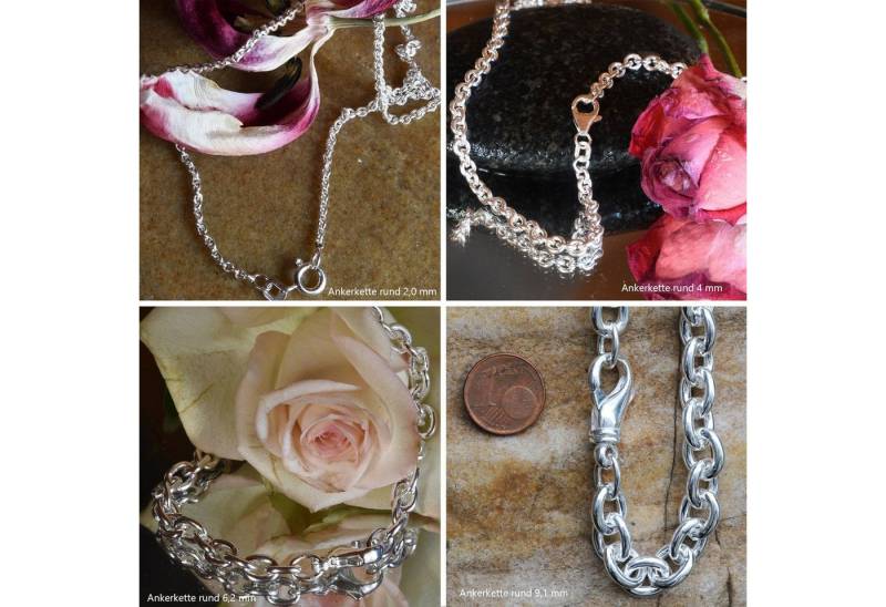 HOPLO Silberkette Silberkette Ankerkette Länge 36cm - Breite 2,0mm - 925 Silber, Made in Germany von HOPLO