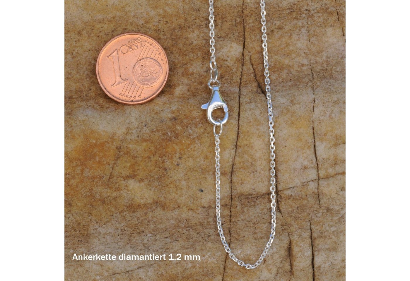 HOPLO Silberkette Ankerkette diamantiert Länge 40cm - Breite 1,2mm - 925 Silber von HOPLO