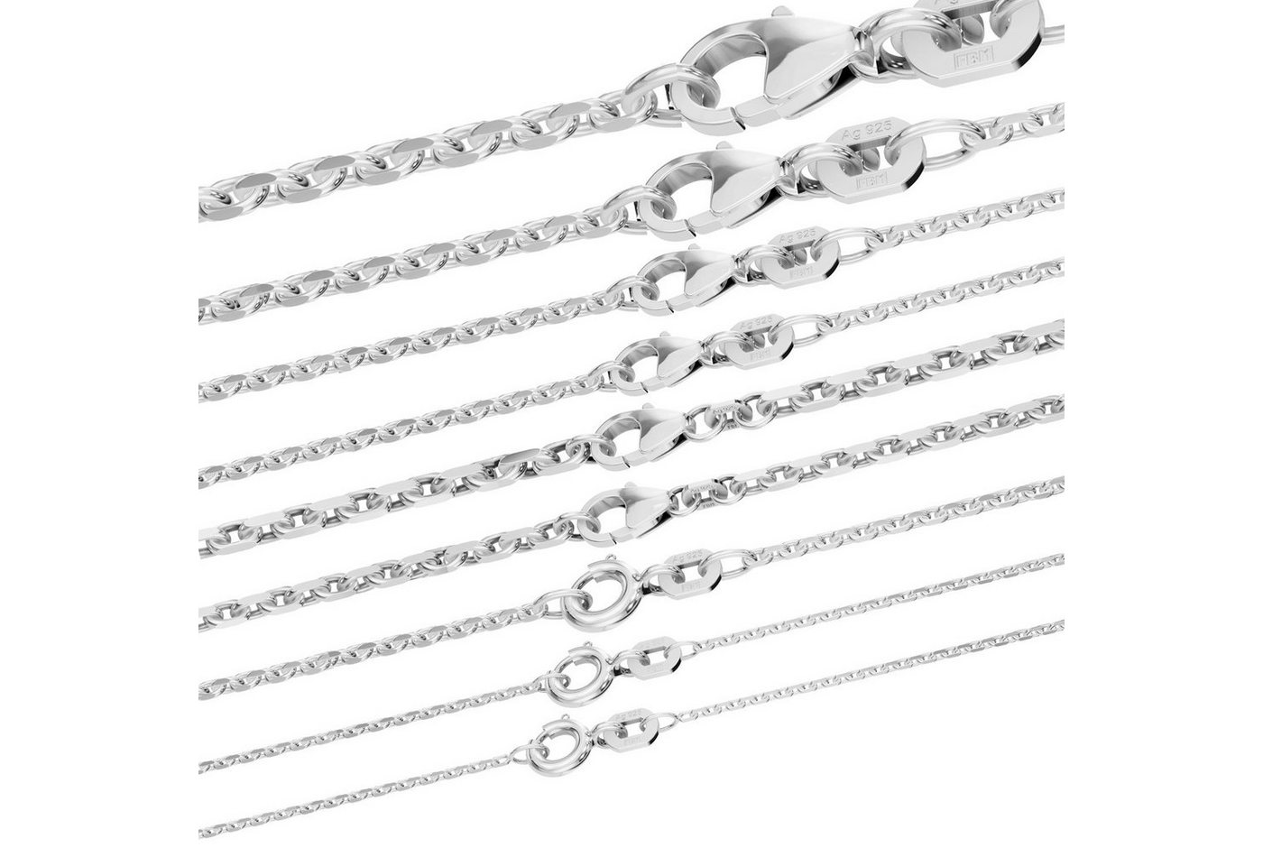 HOPLO Silberkette Ankerkette diamantiert Länge 42cm - Breite 2,5mm - 925 Silber, Made in Germany HOPLO Silberkette Ankerkette diamantiert Länge 42cm - Breite 2,5mm - 925 Silber, Made in Germany von HOPLO