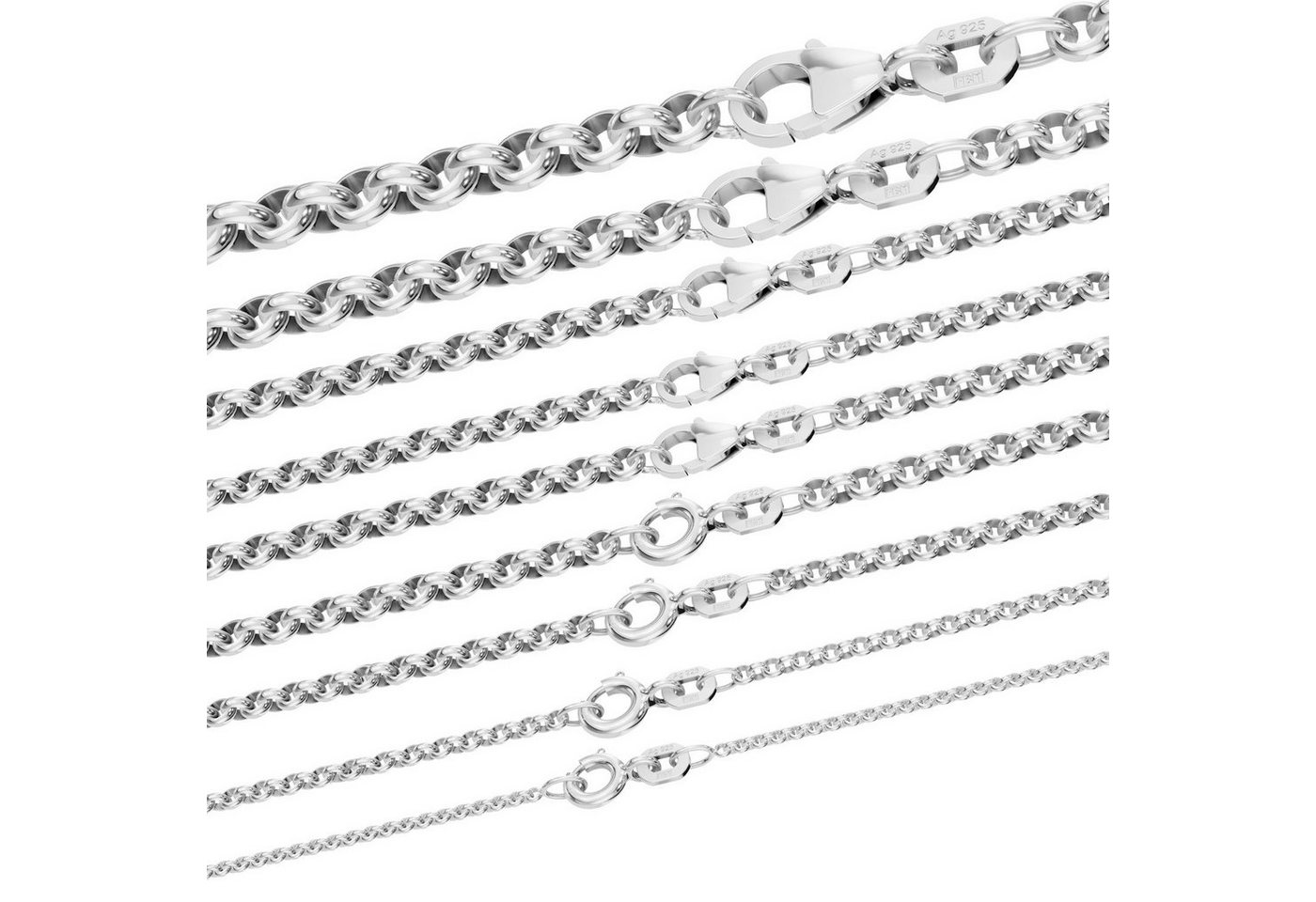 HOPLO Silberkette Silberkette Erbskette Länge 50cm - Breite 4,5mm - 925 Silber, Made in Germany von HOPLO