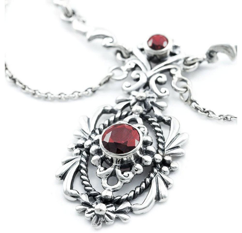 HOPLO Silberkette Mittelalter Collier Gothic Halsschmuck Trachtenschmuck roter Kristall von HOPLO