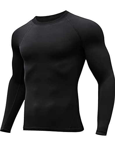 HOPLYNN 1er Kompressionsshirt Herren Langarm Funktionsshirt Männer Thermo Sportshirt Atmungsaktiv Schwarz XL von HOPLYNN