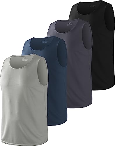 HOPLYNN 4 Pack Mesh Tank Top Herren Sportshirt Ärmelloses Shirt Fitness Achselshirt Sleeveless Funktionsshirt Männer Atmungsaktive Tanktop Schwarz Hellgrau Dunkelgrau Blau M von HOPLYNN