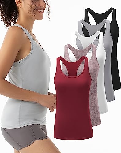 HOPLYNN 5er Pack Sport Tank Tops Damen Yoga Sporttop Fitness Laufen Racerback Gym Funktionsshirt Set L von HOPLYNN