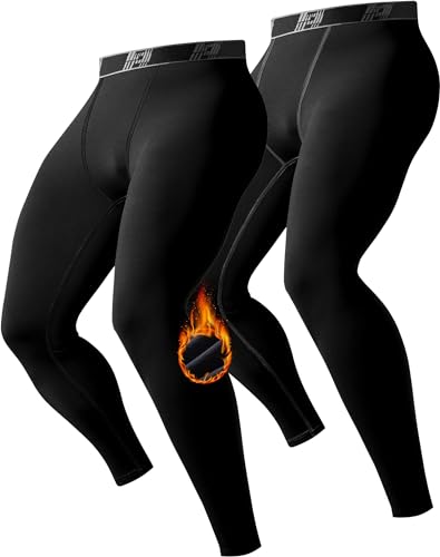 HOPLYNN Thermo Unterhose Kompressionshose Herren für Thermo Joggen, Laufen, Training, Fitness, Radfahren Sport Leggings Atmungsaktiv Tights Herren Schwarz M von HOPLYNN