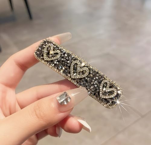 Strass-Haarspangen für Mädchen, ausgefallene Haarspange, Haarschmuck für Damen, dekorative Perlen-Haarspangen für den täglichen Gebrauch, Party, Abschlussball, graues Herz, 1 Stück Strass-Haarspangen für Mädchen, ausgefallene Haarspange, Haarschmuck für Damen, dekorative Perlen-Haarspangen für den täglichen Gebrauch, Party, Abschlussball, graues Herz, 1 Stück von HOQOCAAPP