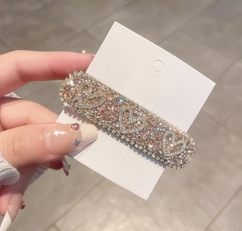 Strass-Haarspangen für Mädchen, ausgefallene Haarspange, Haarschmuck für Damen, dekorative Perlen-Haarspangen für den täglichen Gebrauch, Party, Abschlussball, rosa Herz, 1 Stück Strass-Haarspangen für Mädchen, ausgefallene Haarspange, Haarschmuck für Damen, dekorative Perlen-Haarspangen für den täglichen Gebrauch, Party, Abschlussball, rosa Herz, 1 Stück von HOQOCAAPP