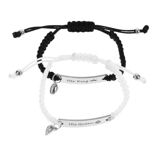 HORIALENCE 1 Paar Armband coole Herrenarmbänder Paar Armbänder Partnerarmbänder Armbänder für gegenseitige Anziehung magnetische Paararmbänder Armreifen für Männer Edelstahlschmuck Polyester von HORIALENCE