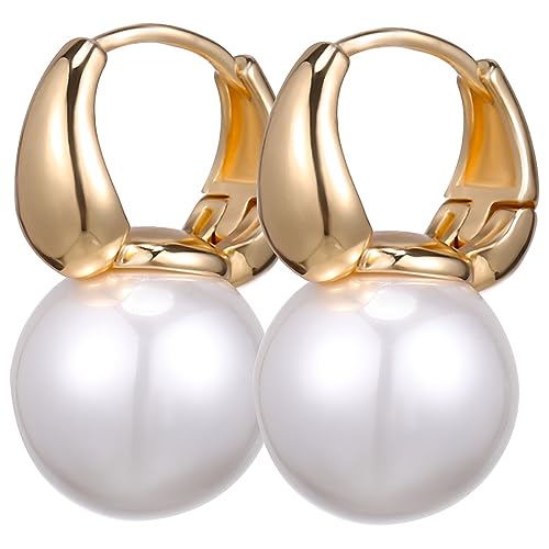 HORIALENCE 1 Paar Creolen Ohrringe mit Künstlichen Perlen Stilvolle Damen Ohrringe für Besondere Anlässe für Partys und Hochzeiten Modischer Schmuck für Frauen von HORIALENCE