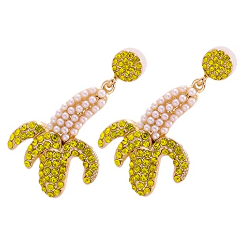 HORIALENCE 1 Paar Extravaganter Bananen Ohrringe mit Funkelnden Strasssteinen für Damen Kreatives Fruchtiges Design für Partys und Besondere Anlässe Gold von HORIALENCE