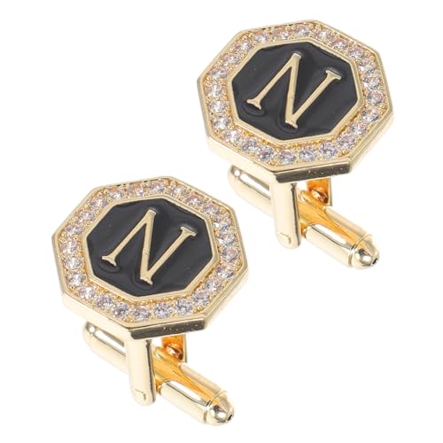 HORIALENCE 1 Paar Rhinestone Cufflinks im Kreativen Alphabet Design für Business und Freizeit Stilvolle Accessoires für Anzüge und Besondere Anlässe von HORIALENCE