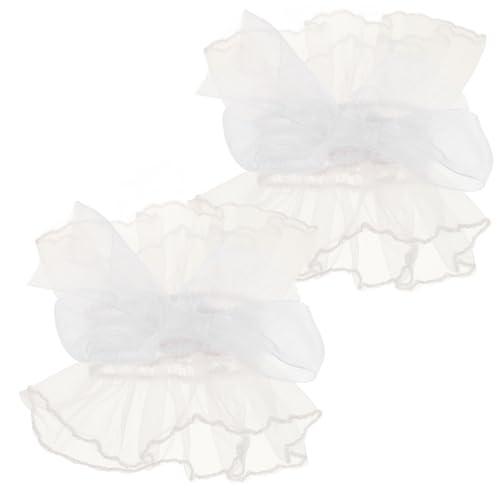 HORIALENCE 1 Paar Spitzenärmel Handschuhe Spitzenarmärmel Rüschenspitze Gefälschte Handgelenksmanschette Armrüschen Tüllärmel Blumenarmwickel Spitzenhandgelenksmanschette Weiß von HORIALENCE