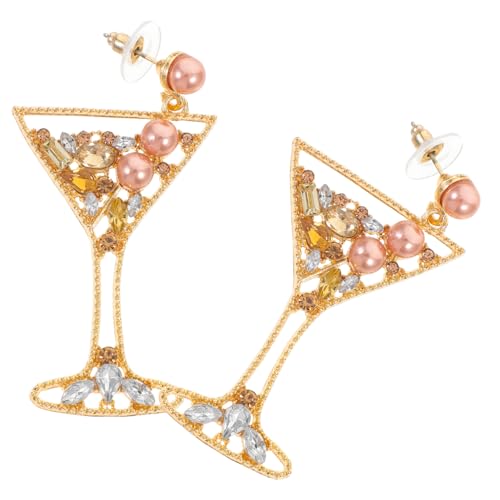 HORIALENCE 1 Paar Weinglas Ohrringe für Frauen Damen Ohrringe mit Nachahmungsperlen und Strass Leichte und Schmuckstücke für Besondere Anlässe von HORIALENCE