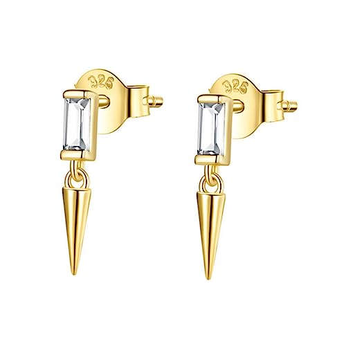HORIALENCE 1 Paar Zirkonia Ohrstecker Sterling Silber mit Geometrischem Design Funkelnde Ohrringe für Damen und Mädchen für Besondere Anlässe und Alltag Komfortabel und Hautfreundlich von HORIALENCE