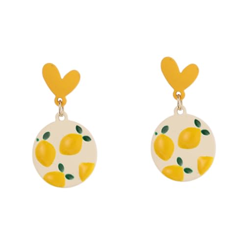 HORIALENCE 1 Paar Zitronen Ohrringe für Frauen Silber Ohrringe Dangle Schmuck mit Herzform für Partys Hochzeiten und Besondere Anlässe Leicht und Langlebig 3.2 * 1.5 * 0.5cm von HORIALENCE