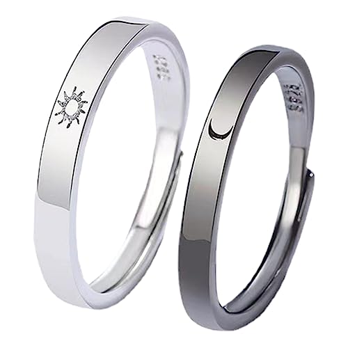 HORIALENCE Sonne Mond Ringe Paar Ringe Und Ihn Verstellbare Verlobungsringe Aus Langlebiger Legierung Schmuck Mit Und Mondmotiv Für Paare Bequeme Verarbeitung Als von HORIALENCE