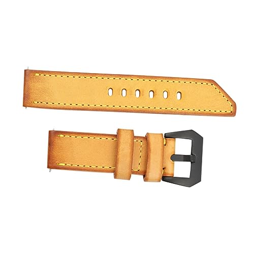 HORIALENCE 1 Stück Echtes Lederarmband Gelb Universelles Handgefertigtes Armband Rindsleder Verstellbares Uhrenband für Herren und Damen Robuste Schnalle Schnellwechsel Design für Einfachen von HORIALENCE