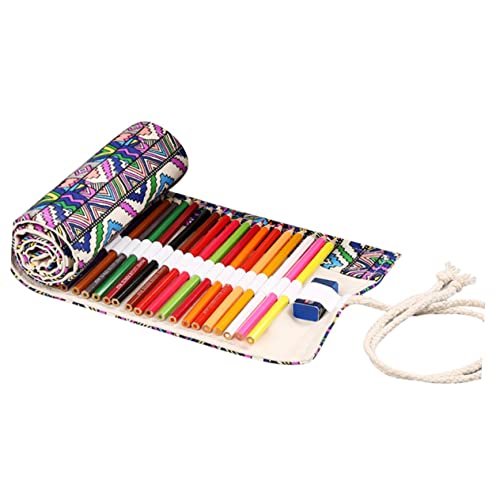 HORIALENCE Handgefertigte Stiftetasche Aus Segeltuch Im Ethno Stil Große Kapazität Tragbare Stifterolle Mit Schnallendesign Für Künstler Und Schüler Organizer Für Bleistifte Und Marker von HORIALENCE