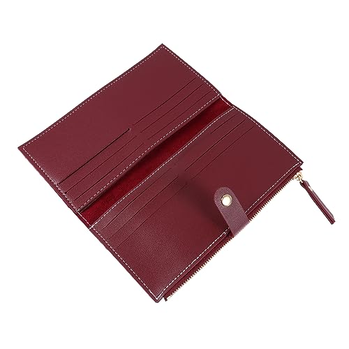 HORIALENCE 1 Stück Langes Dreifaches Damenportemonnaie Weinrot Vielseitige Geldbörse mit Kartenfächern und Münzaufbewahrung für Alltag für Freunde und Familie von HORIALENCE