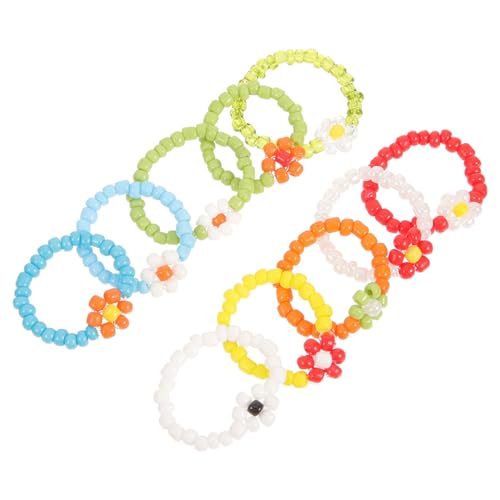 HORIALENCE 10 Stück Bunte Bead Ringe für Mädchen Handgemachte Finger Ringe Leicht und Elastisch Perfektes Schmuckspielzeug für Sommeraccessoire für Partys und Freizeit von HORIALENCE