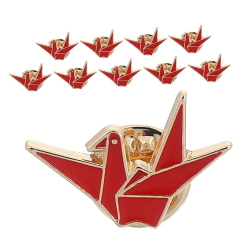 HORIALENCE 10 Stück Cartoon-Brosche süße Anstecknadeln süße Pins für Rucksäcke Dekorative Brosche Crane Origami Pin Kran Reversnadel Legierung rot von HORIALENCE