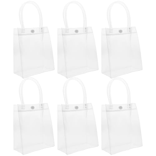 HORIALENCE 10 Stück Transparente Geschenktaschen mit Griffen Wiederverwendbare PVC Taschen für Kleiner Tragetaschen für Hochzeiten Geburtstagsfeiern und Einzelhandel von HORIALENCE