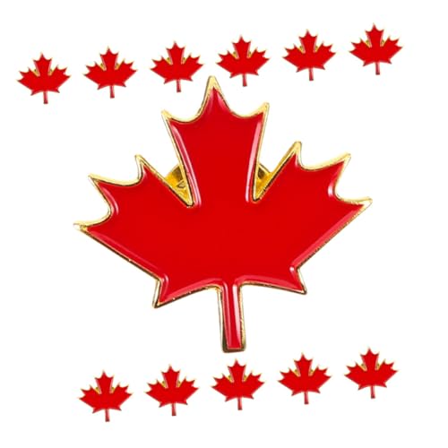 HORIALENCE 12 Stück Kanadische Ahornblatt Broschen Metallische Lapel Pins für Tag Kleidung Taschen Hüte Patriotisches Accessoire Langlebigem Material von HORIALENCE