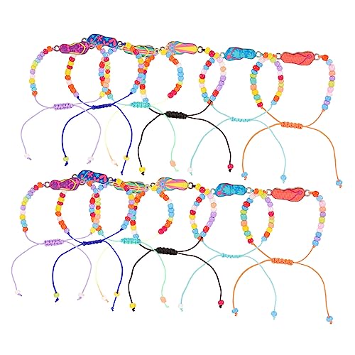 HORIALENCE 12stücke Hawaii Strand Armband Mit -flops Geflochtenes Öl Tropfen Armband Und Perlenarmband Verstellbares Accessoire Für Damen Und Herren Für Partys Und Strandmode von HORIALENCE