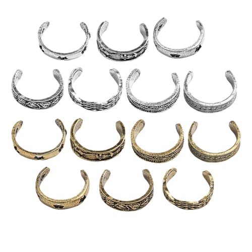 HORIALENCE 14 Stück Teiliges Metall Zehenringe Damen Gravierte Hohl Gearbeitete Fußringe in Antik Gold und Silber Leicht Langlebig Modischer Zehenschmuck für Sommer und Strand von HORIALENCE