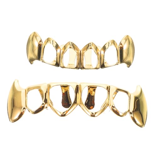 HORIALENCE 1Satz Goldene Grills für Obere Untere Zähne Dekorative Falsche Zahnräder im Hip Hop Einzigartiges Design Robuste Verarbeitung für Parties HORIALENCE 1Satz Goldene Grills für Obere Untere Zähne Dekorative Falsche Zahnräder im Hip Hop Einzigartiges Design Robuste Verarbeitung für Parties von HORIALENCE