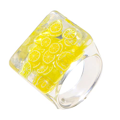 HORIALENCE Fruchtige Ring Aus Hochwertigem Harz Breiter Fingerring in Verschiedenen Farben Stylischer Transparenter Design-ring Hautfreundliches Material Schmuckdekoration Für Jeden Anlass von HORIALENCE