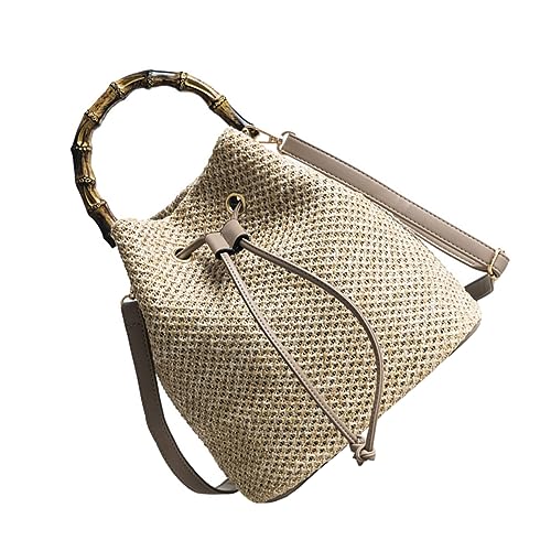 HORIALENCE Strohweb-crossbody-handtasche Damen Mit Kordelzug Eimer Tasche Für Strandspaziergänge Freizeit Urlaub Schule Arbeit Outdoor-aktivitäten von HORIALENCE