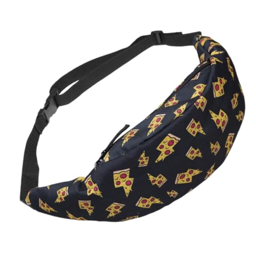 HORIALENCE Tasche Damen Schwarz Brusttasche Umhängetasche Taillentasche Damentasche Pizza Muster Outdoor Sport Reisetasche Tragbar Für Kleine Gegenstände Platz Bietet von HORIALENCE