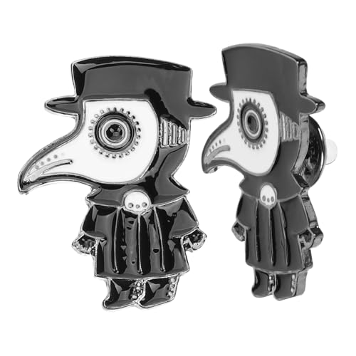 HORIALENCE 2 Stck Plague Doctor Broschen Emaille Anstecknadeln für Damen Schwarze Kostüm Broschen für Kleidung Hüte und Schals Mehrzweck Schmuck für Verschiedene Anlässe von HORIALENCE