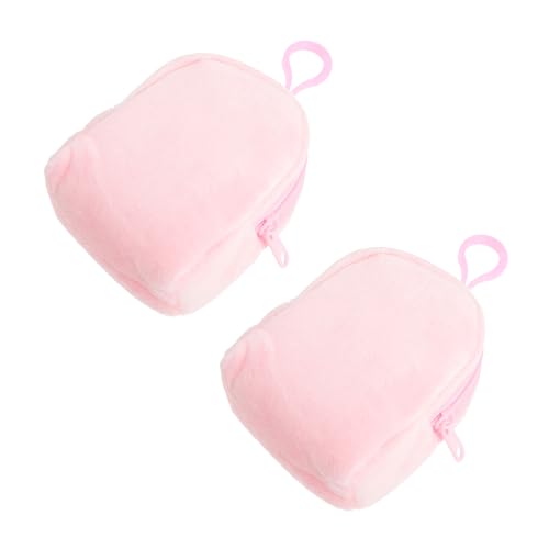 HORIALENCE 2 Stck Plüsch Geldbeutel Süße Kleine Taschen mit Reißverschluss Tragbare Plüsch Pouches für Mädchen für Schlüsselanhänger und Aufbewahrung von HORIALENCE