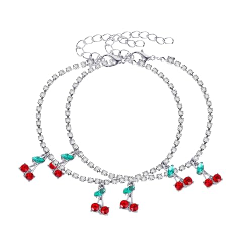 HORIALENCE 2 Stück Cherry Fußkettchen mit Verstellbare Fußschmuck für Damen Perfektes Sommer Accessoire Designs für Strand Freizeit von HORIALENCE