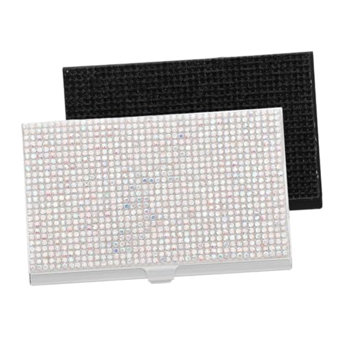 HORIALENCE 2 Stück Elegante Rhinestone Visitenkartenetui aus Aluminiumlegierung Tragbarer Kartenhalter für Kreditkarten und Visitenkarten für Büro und Geschäftstreffen von HORIALENCE