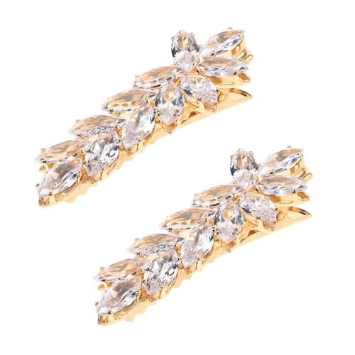HORIALENCE 2 Stück Entenschnabel-clip-kopfschmuck Strass-haarspange Haarnadeln Mini-alligator-haarspangen Hochzeitszubehör Dekorative Haarspangen Strass-clips Golden Zirkon von HORIALENCE