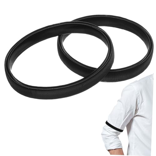 HORIALENCE 2 Stück Herren Armband Metall Dehnbares Armlet Schwarz Stylisches Armband für Männer zur Fixierung von Langen Ärmeln für Verschiedene Outfits von HORIALENCE