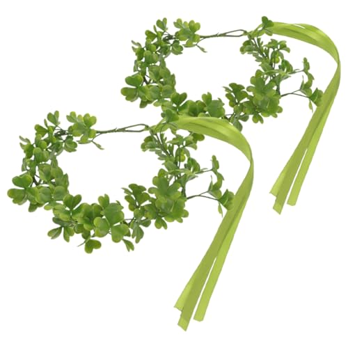 HORIALENCE 2 Stück Klee Kopfschmuck Kleeblattkrone Hochzeit-Blatt-Krone Kleeblatt-Blumen-Stirnband grüner Kopfschmuck grünes Kleeblatt-Stirnband Kleeblatt-Haar-Accessoire Plastik Green von HORIALENCE
