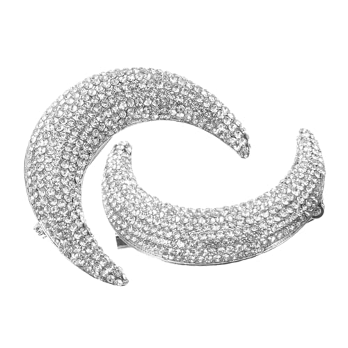 HORIALENCE 2 Stück Mondbrosche für Damen Silberne Anstecknadel im Monddesign Dekorative Brosche für Kleidung Schals Hüte und Rucksäcke Stilvolles Accessoire für Cardigans von HORIALENCE