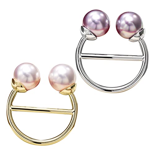 HORIALENCE 2 Stück Multifunktionale Mode Kleidung Hemline Schal Schnallen für Damen Leicht Strapazierfähig Mit Eleganten Perlen für T Shirts und Schals Gold Weiß Silber von HORIALENCE