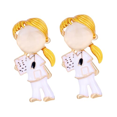 HORIALENCE 2 Stück Niedliche Mädchen Krankenschwester Brosche Kreative Anstecknadel Legierung für Kleidung Modisches Accessoire Dekorieren und Verschenken von HORIALENCE