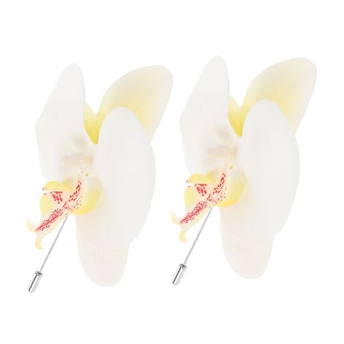 HORIALENCE 2 Stück Orchideen Broschen Anstecknadel für Hochzeiten Abschlussfeiern Anlässe Formelle Events Elegantes Design Klassischem Weiß Hochwertigem Seidenmaterial Gefertigt von HORIALENCE