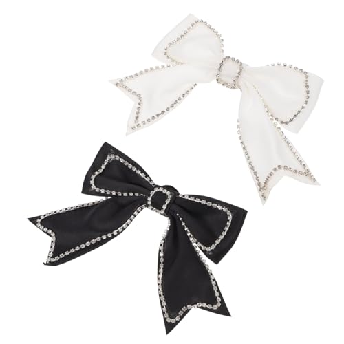 HORIALENCE 2 Stück Strass Schleifen Brosche Klassische Schleifen Dekoration für DIY Kleidung Handgemachte Haarspangen und Broschen Schwarz und Weiß von HORIALENCE